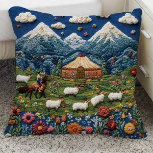 Funda de cojín decorativa con paisaje impreso 3D para sofá decoración del hogar.