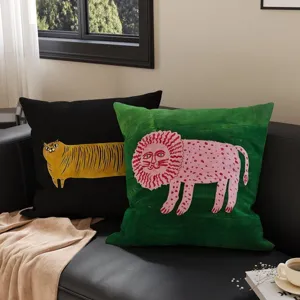 Retro Cartoon Animal Throw Pillow Cover And Cushion Soft Short Plush Fabric With Digital Print Ideal For Home Sofa And Bedroom Bed Decor