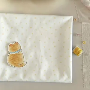 Korean milky yellow stars fabric DIY handmade tablecloth cute cat design material sewing accessories