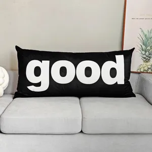 Cojín de sofá largo con letras en blanco y negro, cojín decorativo moderno para salón.