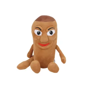 Bambola di peluche Sahur meme con lineamenti del viso umani e morbido tessuto marrone
