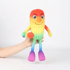 Vivace peluche Sahur con design sfumato arcobaleno tenuto su sfondo bianco