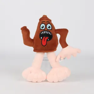 Divertente peluche mostro Sahur con denti affilati e lingua rossa, pupazzo marrone morbido