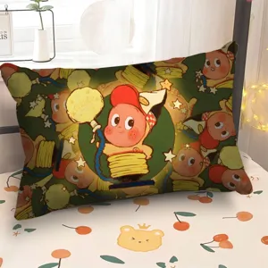Cute cartoon star man detail print plush pillowcase, super soft decorative cushion for bedroom bed.