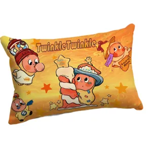 Cute cartoon star character throw pillow, soft plush cushion for bedroom nap time gift.