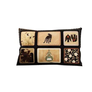 Mid-century vintage retro rectangular sofa pillow decorative cushion with multi-panel artistic print
