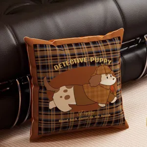 Vintage Retro Stil süßer Hundeprint quadratischer Kissenbezug für Wohnzimmer Sofa.
