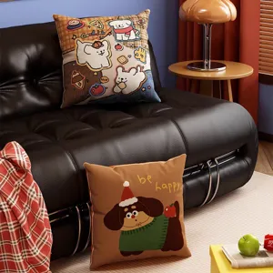Retro amerikanischer Hunde Kissenbezug, Maillard Stil Sofa Kissenbezug für stilvolle Raumdekoration.
