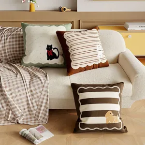 Cute cat cartoon square pillow biscuit edge sofa cushion living room home decor throw pillow