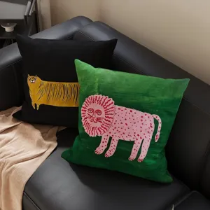 Retro cartoon square throw pillow sofa cushion living room bedroom decorative pillow core included
