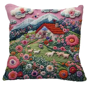 Funda de cojin con estampado de paisaje 3D, funda de almohada decorativa colorida para sofa.