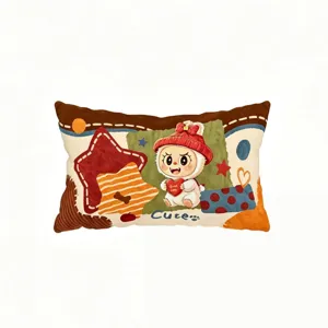 Cartoon cute rectangular throw pillow retro style home sofa cushion office waist pillow