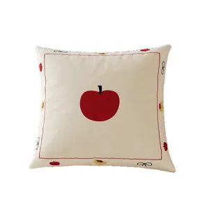 Dekoratives Kissen mit rotem Apfel und Welpen Muster, weicher quadratischer Sofakissen Bezug.