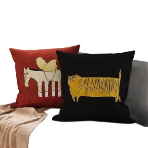 Retro cartoon throw pillow square decorative cushion for living room sofa bedroom home