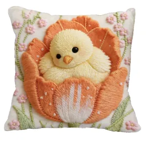 Cuscino ricamato pulcino tulipano morbido divano soggiorno cuscino decorativo arredamento casa