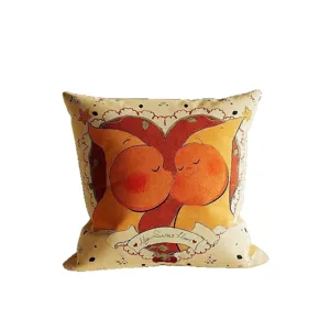 Cute cartoon kissing stars pillow, soft fabric sofa cushion for living room bedroom office decor.