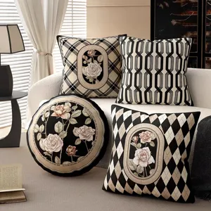 Juego de cojines de sofá retro americano, cojín decorativo con motivo de rosas salón