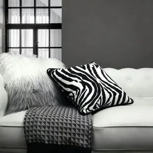 Modern black and white zebra print throw pillow cover for Nordic living room sofa and bed decor.