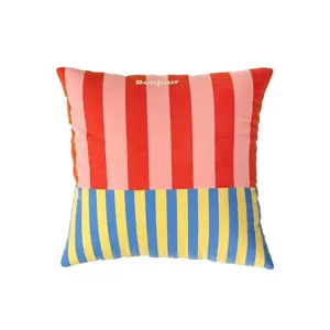 Retro colorful striped square pillow cover, Nordic minimalist sofa cushion cover.