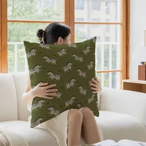 Retro luxury zebra pattern throw pillow for living room sofa, soft decorative cushion.