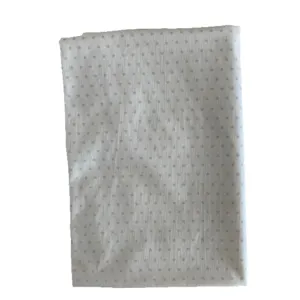 White fabric with pink stars, folded background cloth for photography and table decoration.