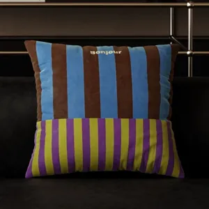 Retro striped square throw pillow cover, modern decorative cushion for sofa and room.