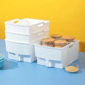 Plastik Küchen Aufbewahrungsbox Detail zeigt stapelbares Design für Lebensmittelordnung.