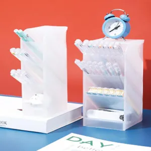 Transparenter Kunststoff schräg Schreibtisch Stifthalter mehrschichtig Aufbewahrungsbox