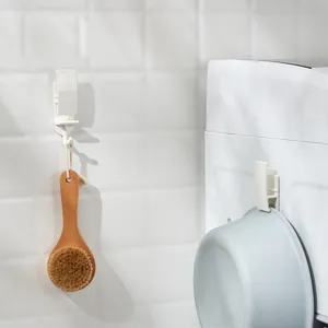 No-drill wall-mounted basin hooks for bathroom storage in minimalist Japanese style
