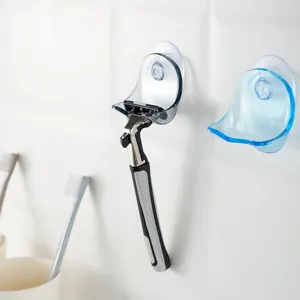 Suction Cup Razor Holder Wall Mounted Manual Shaver Rack Bathroom Storage Organizer Plastic Shaver Stand Hook