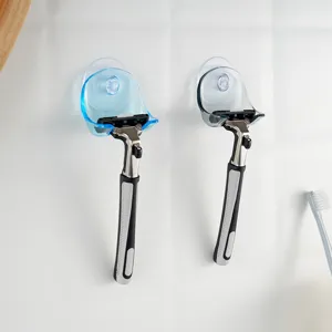 Wall-mounted suction cup razor holders for bathroom organization, set of two colors