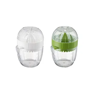 Manual citrus juicers in white and green, portable fruit squeezers for orange juice
