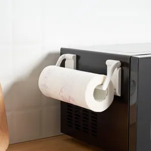 Magnetic refrigerator side paper towel holder for kitchen roll storage organization