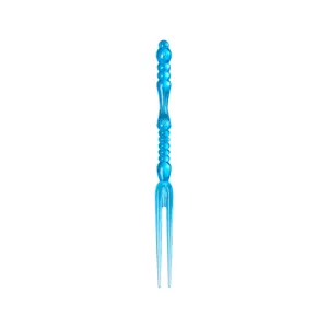 Creative blue translucent plastic fruit fork with beaded handle design for desserts