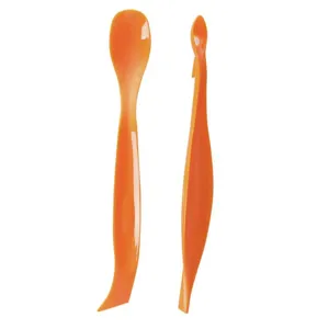 Set of 2 orange plastic longan and kiwi peelers and pit removers for home kitchen use