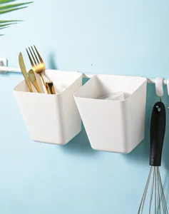 2er-Set weiße Hänge-Aufbewahrungskörbe für Küche oder Badezimmer-Organisation