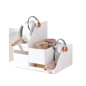 Boîtes de rangement de cuisine blanches en plastique pour placard et plan de travail