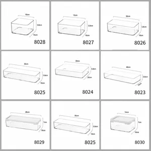 Detaillierte Größenangaben für verschiedene Modelle transparenter Acryl-Aufbewahrungsboxen
