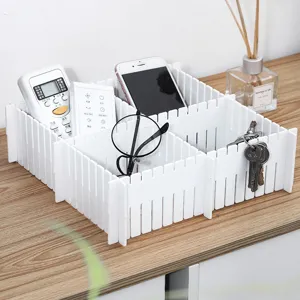 Divisori Per Cassetti Regolabili Fai-Da-Te In Plastica Griglie Organizzatore Per Guardaroba Cucina Ufficio Bianco Espandibile