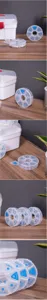 Detail of round 7-day pill box showing English and Kanji day labels on clear lids