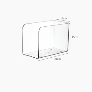 Transparent acrylic desktop storage box for books and A4 files, size 21x12x15cm