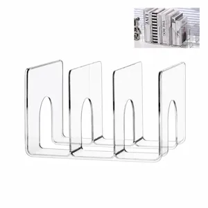 Thickened transparent acrylic 3-section desk bookend organizer with precise dimensions