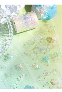 Nastro adesivo PET olografico fiocchi di neve gocce di pioggia diario materiale decoro dettaglio