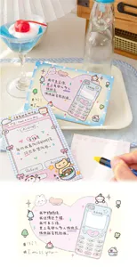 Cute cartoon postcard set, vintage diary design, romantic greeting cards for daily messages.