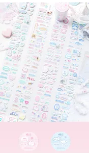 Nastro washi adesivo e adesivi carini con design di ragazze kawaii per diari fai-da-te.