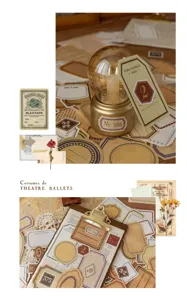 Ensemble d'autocollants rétro pour journal, papier artisanal décoratif de scrapbooking.