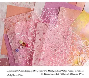 Mixed material decorative paper pack for journaling, vintage lace scrapbook background DIY craft.