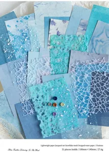 Mixed material journaling paper set with lace, mesh and buttons for retro DIY scrapbooking.