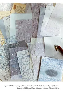 Mixed material paper pack for junk journal and vintage lace scrapbooking 31pcs set