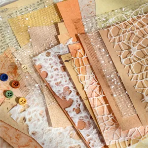 Mixed material scrapbook paper set, retro lace journaling background decorative paper sheets.